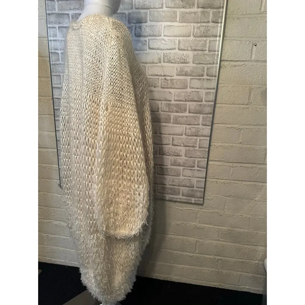 rare The Row Frayed Knit Duster Cardigan XS Cream Silk Cashmere Mohair Authentic